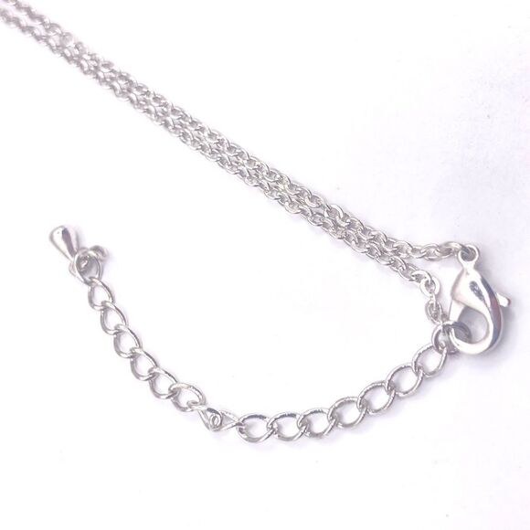 Silver Chain Necklace with Blue Cubic Zirconia - Picture 3 of 4